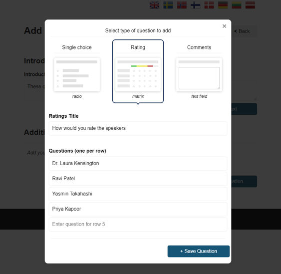 Adding your own questions